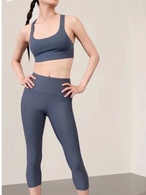 NWT! Athleta Interval High Rise Capri LP Granite Grey running yoga tights